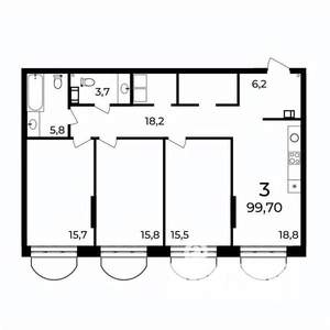 3-к квартира, вторичка, 100м2, 6/9 этаж