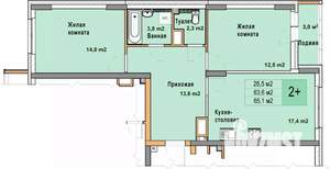 2-к квартира, вторичка, 65м2, 11/25 этаж