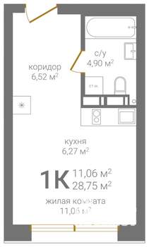 1-к квартира, вторичка, 29м2, 21/24 этаж