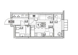 Студия квартира, вторичка, 27м2, 20/24 этаж