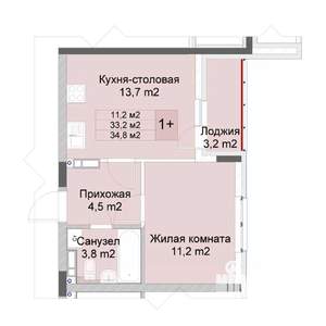 1-к квартира, вторичка, 35м2, 8/10 этаж