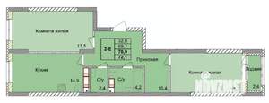 2-к квартира, вторичка, 71м2, 2/18 этаж