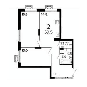 2-к квартира, вторичка, 59м2, 19/19 этаж