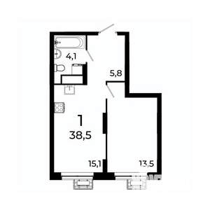 1-к квартира, вторичка, 39м2, 7/19 этаж