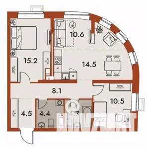 3-к квартира, строящийся дом, 73м2, 5/25 этаж