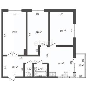 3-к квартира, вторичка, 80м2, 2/8 этаж