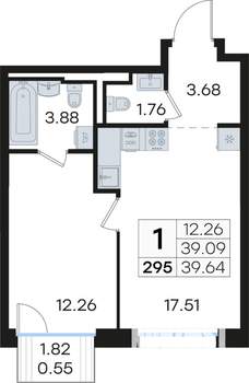 1-к квартира, вторичка, 40м2, 3/13 этаж