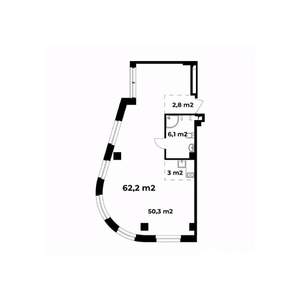 1-к квартира, вторичка, 63м2, 2/6 этаж