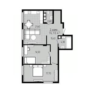 2-к квартира, вторичка, 76м2, 7/9 этаж