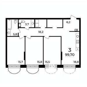 3-к квартира, вторичка, 100м2, 9/9 этаж