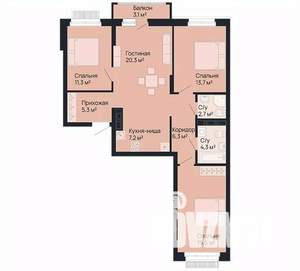 3-к квартира, строящийся дом, 89м2, 2/9 этаж