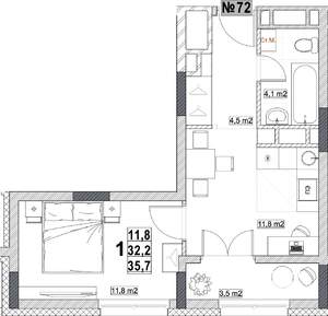 1-к квартира, вторичка, 36м2, 8/24 этаж