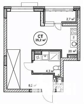 Студия квартира, строящийся дом, 35м2, 9/14 этаж