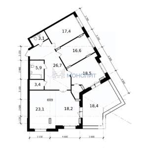 4-к квартира, вторичка, 163м2, 19/21 этаж
