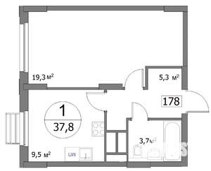 1-к квартира, сданный дом, 38м2, 22/22 этаж