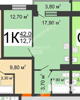 1-к квартира, вторичка, 40м2, 7/22 этаж