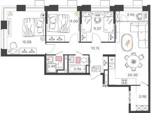 3-к квартира, вторичка, 76м2, 13/16 этаж