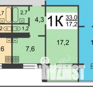 1-к квартира, вторичка, 33м2, 9/10 этаж