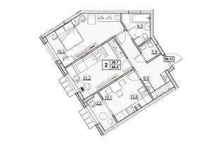 2-к квартира, вторичка, 60м2, 7/24 этаж