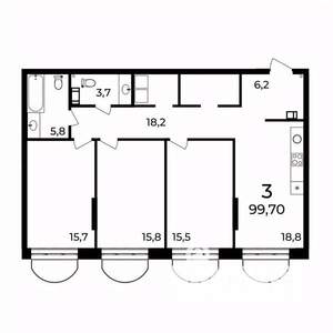 3-к квартира, вторичка, 100м2, 3/9 этаж