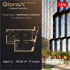 1-к квартира, вторичка, 39м2, 17/32 этаж