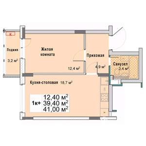 1-к квартира, вторичка, 41м2, 10/12 этаж