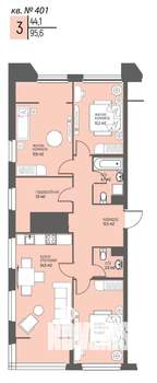 3-к квартира, вторичка, 96м2, 18/20 этаж