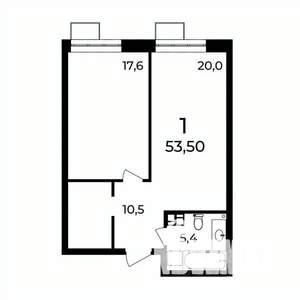 1-к квартира, вторичка, 53м2, 3/9 этаж