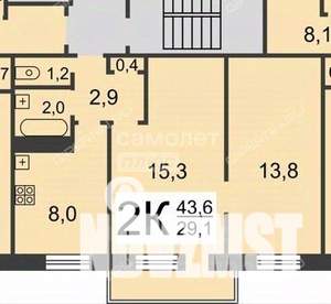 2-к квартира, вторичка, 44м2, 4/9 этаж