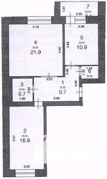 2-к квартира, вторичка, 65м2, 7/10 этаж