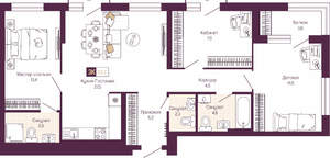 3-к квартира, вторичка, 90м2, 7/19 этаж