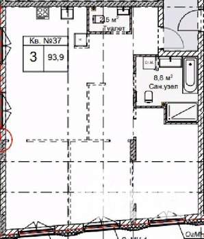3-к квартира, вторичка, 94м2, 1/5 этаж