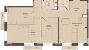 3-к квартира, строящийся дом, 89м2, 6/8 этаж