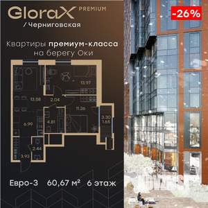 2-к квартира, вторичка, 61м2, 6/32 этаж