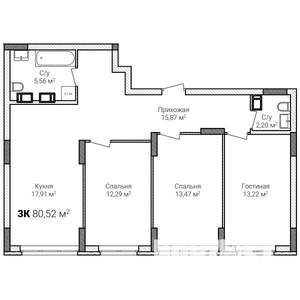 3-к квартира, строящийся дом, 81м2, 5/15 этаж