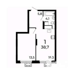 1-к квартира, вторичка, 39м2, 3/19 этаж