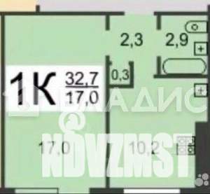 1-к квартира, вторичка, 33м2, 1/9 этаж