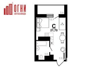 Студия квартира, вторичка, 22м2, 22/25 этаж