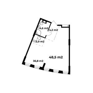 1-к квартира, вторичка, 49м2, 4/6 этаж