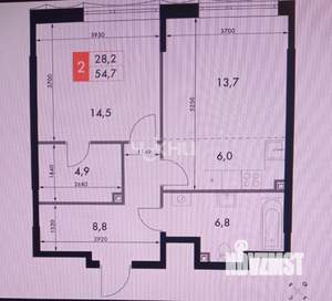 2-к квартира, вторичка, 55м2, 3/20 этаж