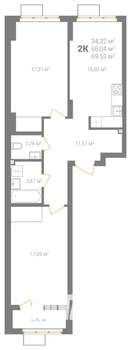 2-к квартира, вторичка, 70м2, 2/18 этаж