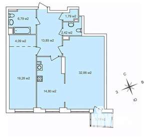 2-к квартира, строящийся дом, 97м2, 16/25 этаж