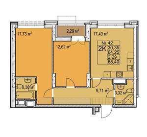 2-к квартира, вторичка, 65м2, 8/17 этаж