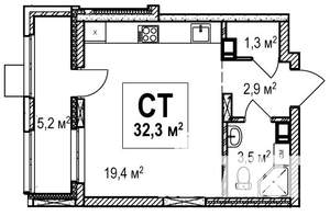 Студия квартира, строящийся дом, 32м2, 16/18 этаж