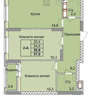 2-к квартира, вторичка, 56м2, 7/18 этаж