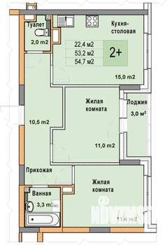 2-к квартира, вторичка, 55м2, 6/25 этаж