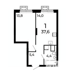 1-к квартира, вторичка, 38м2, 10/19 этаж