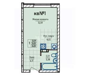 1-к квартира, вторичка, 24м2, 2/4 этаж