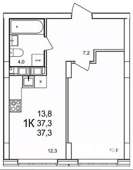 1-к квартира, вторичка, 37м2, 18/19 этаж