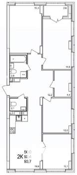4-к квартира, вторичка, 94м2, 15/19 этаж